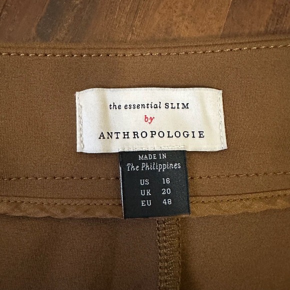 THE ESSENTIAL SLIM by ANTHROPOLOGIE Ankle Zip Trousers Pants Camel Brown - Picture 9 of 14